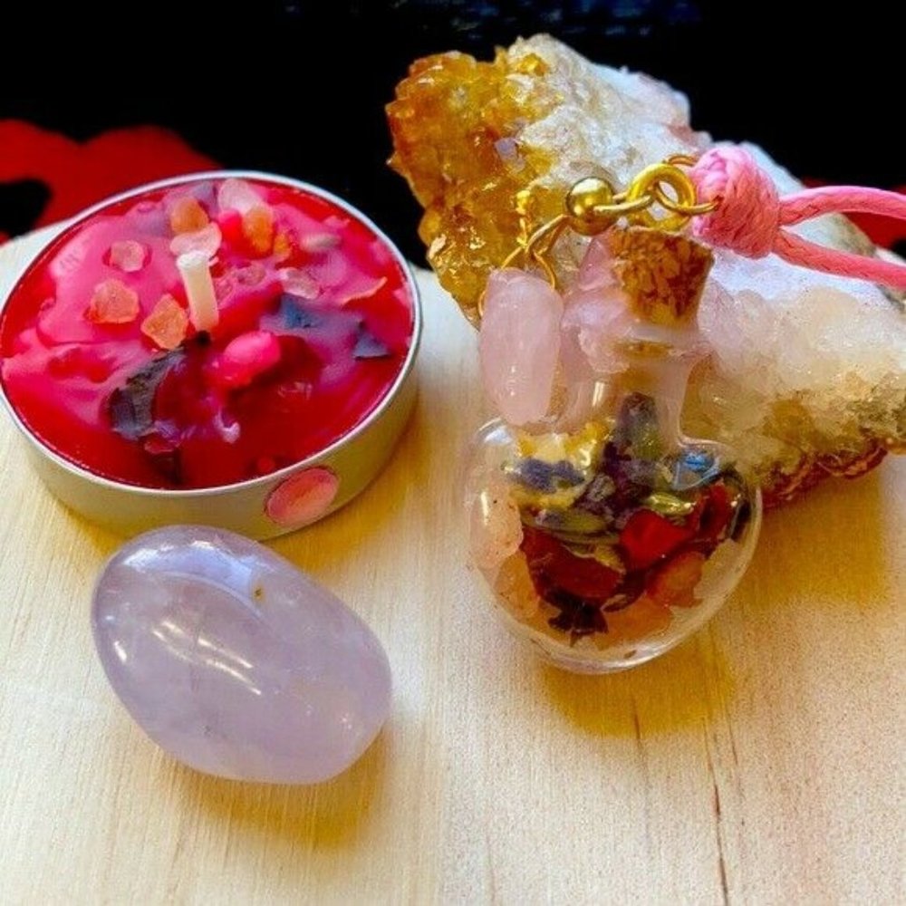 Self Love 💗 Spell Bottle Heart shape Necklace